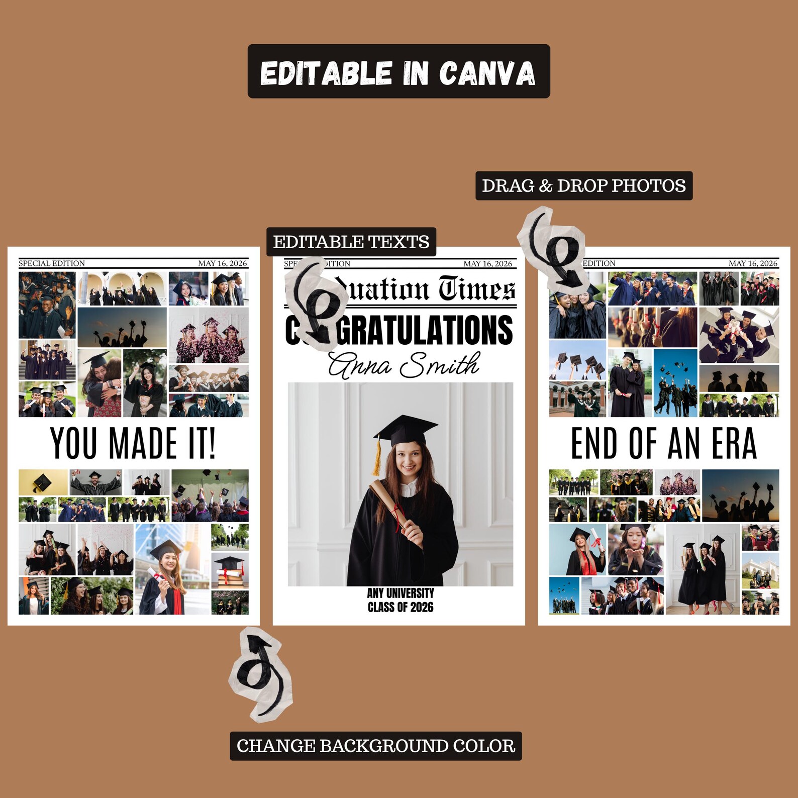 Graduation Photo Collage Examples GRADUATION Photo Collage Template | Welcome Set | Editable in Canva - Etsy