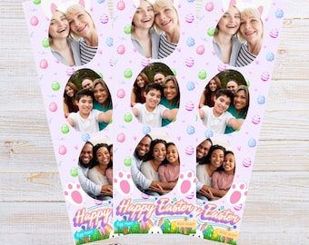 Happy Easter Photobooth Template | Picture Frame | Canva Template | Printable | Editable |  2 x 6 in