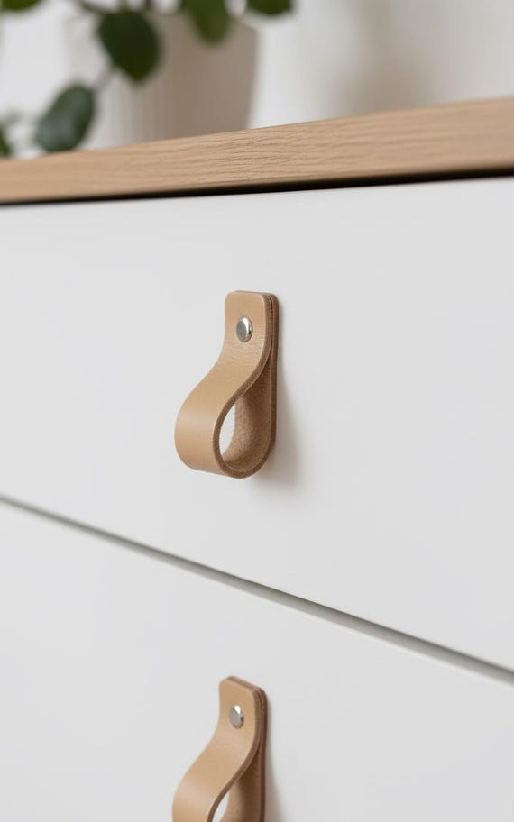 leather pulls for ikea dresser STERNS leather handle, tanned leather, 29/16"