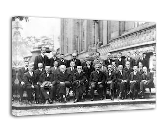 1927 Conferencia Solvay sobre pintura cuántica. Póster decorativo para pared sobre lienzo. Impresión de imagen para la sala de estar. Decoración para el hogar.