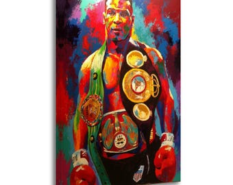 MIKE TYSON BOXEO Pintura sobre lienzo Arte de pared Póster Imagen Impresión Decoración de paredes de sala de estar Pósteres para el hogar