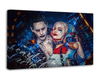 Suicide Squad Joker and Harley Quinn Painting On Canvas Wall Art Poster Picture Print Living Room Walls Decor Home Posters