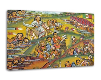 Pintura de la batalla de Adwa, Imperio etíope vs. Guerra de Italia, lienzo, arte de pared, póster, impresión, decoración de paredes para sala de estar, pósteres para el hogar