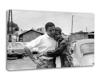 Cuadro de Barack y Michelle Obama jóvenes pintado sobre lienzo, póster decorativo para pared, ideal para la sala de estar o el hogar.