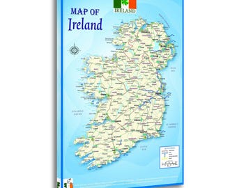 Mapa de Irlanda A2 laminado geográfico físico político atlas pared Póster Imagen Impresión Sala de estar Paredes Decoración Pósteres para el hogar