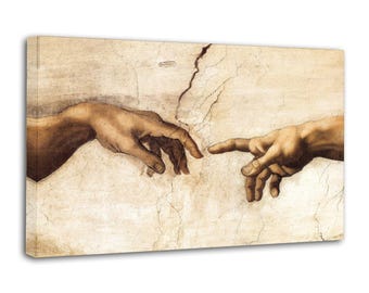 ¡La creación de Adán por la mano de Dios! Póster de religión clásica para pared. Decoración para sala de estar. Pósters para el hogar.