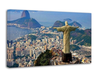 Estatua de Cristo Redentor, Patrimonio Mundial, Río de Janeiro, Brasil, Pintura sobre lienzo, Arte de pared, Póster, Imagen impresa, Decoración de paredes para sala de estar, Pósteres para el hogar