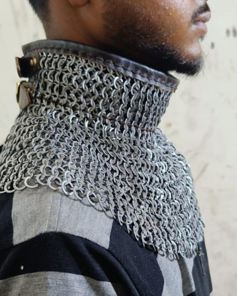 Medieval Chainmail Collar – Riveted Steel Gorget Armor, LARP Knight ...