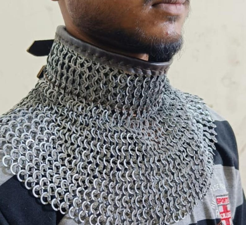 Medieval Chainmail Collar – Riveted Steel Gorget Armor, LARP Knight ...