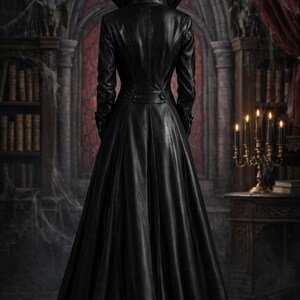 Women's Leather frock Tailcoat: Gothic Faux Shearling Trim, Winter Fashion