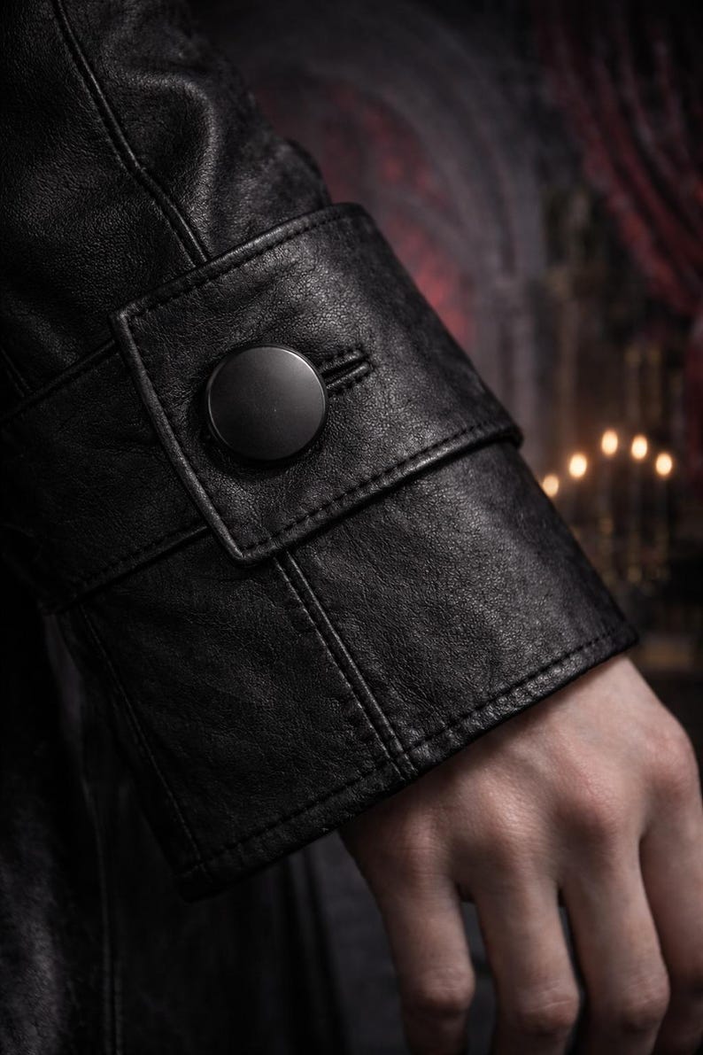Handmade Gothic Vampire Leather Trench Coat - Classic Halloween Costume - Steampunk Victorian Cosplay Outfit - Gift for Him