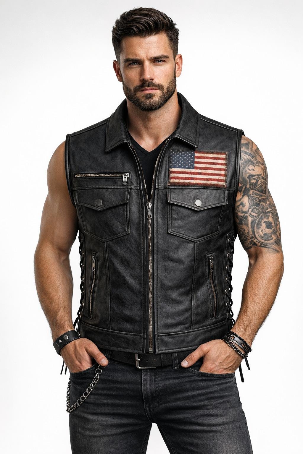 Usa Flag Leather Jacket - Etsy
