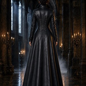 Gothic Black Leather Trench Coat for Women, Dark Romance Maxi Coat, Victorian Goth Jacket, Alternative Fashion, Witchy Long Coat. Gift . Women's Black Gothic Leather Coat Dress, Long Corset Lace Up Jacket, Medieval Victorian Style Women Couture Outfit . Gift for Her . Vintage 90s Black Leather Maxi Coat Genuine Leather Winter Coat Matrix Gothic Minimalist Long Leather Coat Germany S/M