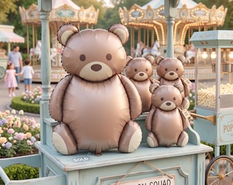 Globo de aluminio de oso pardo – Decoración para fiestas de osos, recuerdo de baby shower de mylar