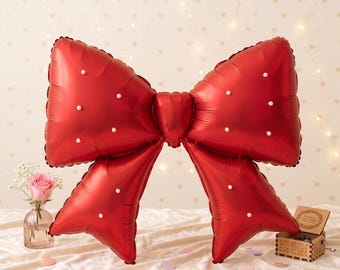 Cinta de papel de aluminio con lazo de perlas para globos, decoración para bodas y fiestas de cumpleaños.