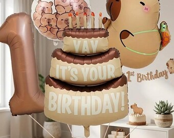 Globos de cumpleaños de capibara, globos con números del 1 al 9, decoración de fiesta de animales kawaii