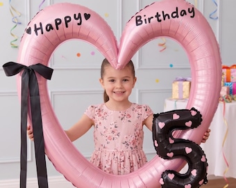40 inch roze hartverjaardagsballon met nummer - Leuke holle liefdesfolieballon voor babyshower, bruiloft, decoratie meisjesverjaardag