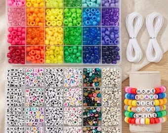 Kit para hacer pulseras de la amistad, cuentas Pony, cuentas con letras, manualidades de joyería Kandi (inspirado en Taylor)