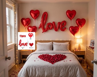 Juego de globos con forma de corazón LOVE, kit de decoración romántica para fiestas de San Valentín.