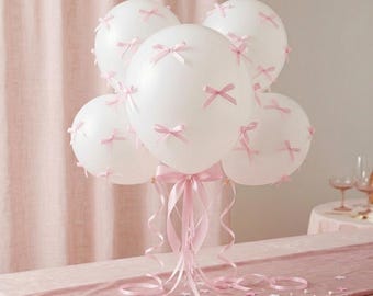 White Bow Balloons – Coquette Party Decor, Birthday, Baby Shower, Wedding, Valentine's Day