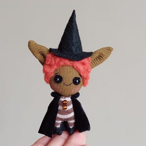 Handmade Halloween Goblin Gnome Art Doll: OOAK Fantasy Art Figurine
