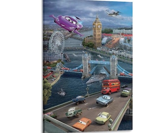 McQuean Cars 2 London Leinwand Kunst Malerei Wand-Dekor Kunstwerk Print Poster Zimmer Home