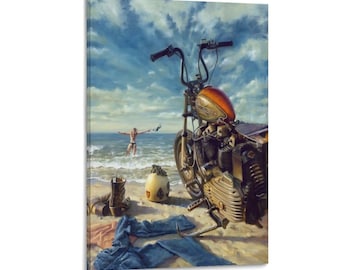 Nostalgische Easyriders David Mann Seaside Baden Leinwand Kunst Malerei Wand-Dekor Kunstwerk Druck Poster