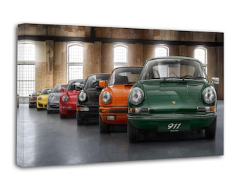 911 Verlauf Autos Blaues Auto Leinwand Malerei Wand dekor Kunstwerk Druck Poster Zimmer Home