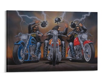 David Mann Motorcycle Art Canvas Print - Easy Rider Biker Scene - Etsy