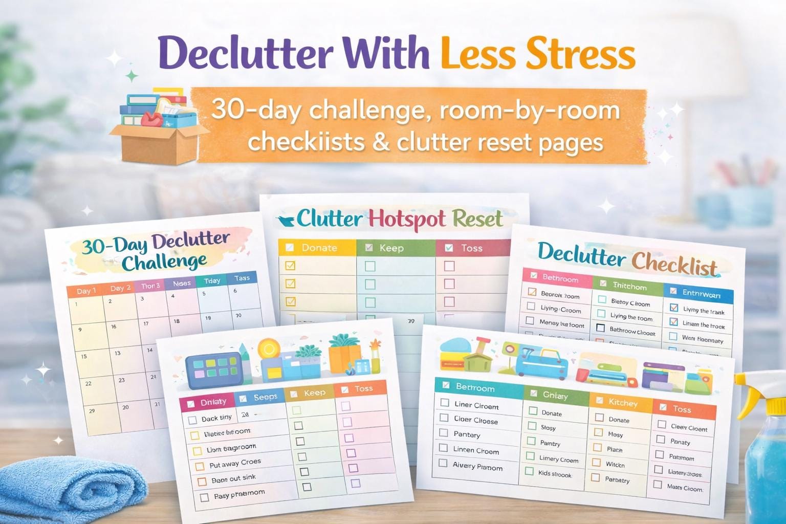 ADHD Cleaning Planner Bundle | Printable Cleaning Schedule, Declutter ...
