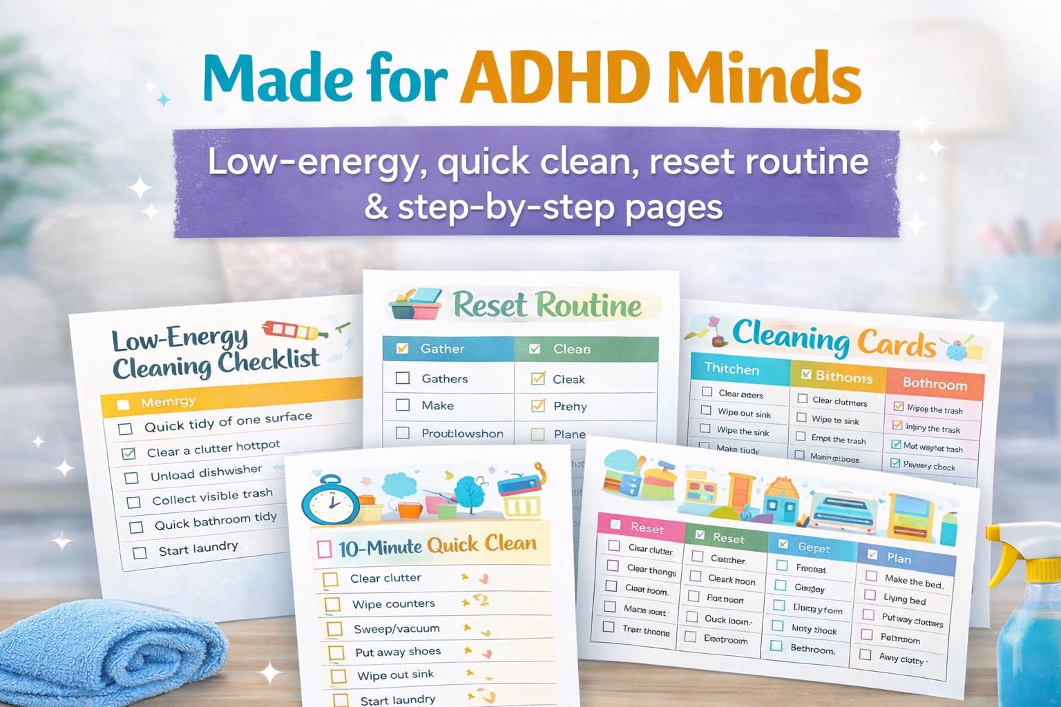 ADHD Cleaning Planner Bundle | Printable Cleaning Schedule, Declutter ...