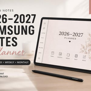 Agenda Samsung Notes 2026-2027, Agenda Digital Datada para Android, PDF para Galaxy Tab (Diário, Semanal e Mensal)