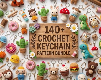Crochet Keychain Pattern Bundle | PDF Digital Download | Amigurumi Keychain Patterns | Animal Food Plant Crochet | Instant Download