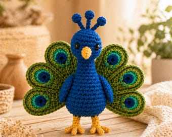 Peacock Amigurumi Crochet Pattern, Beginner Friendly Bird Plush PDF