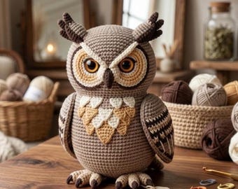 Eule Amigurumi Muster PDF, Amigurumi Eule Muster, süße Eule Plüsch häkeln, DIY Spielzeug Muster, Sofort Download, anfängerfreundlich