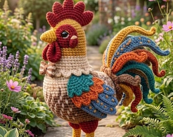 Amigurumi Rooster Pattern | Amigurumi Farmhouse Stuffed Animal (PDF Download)