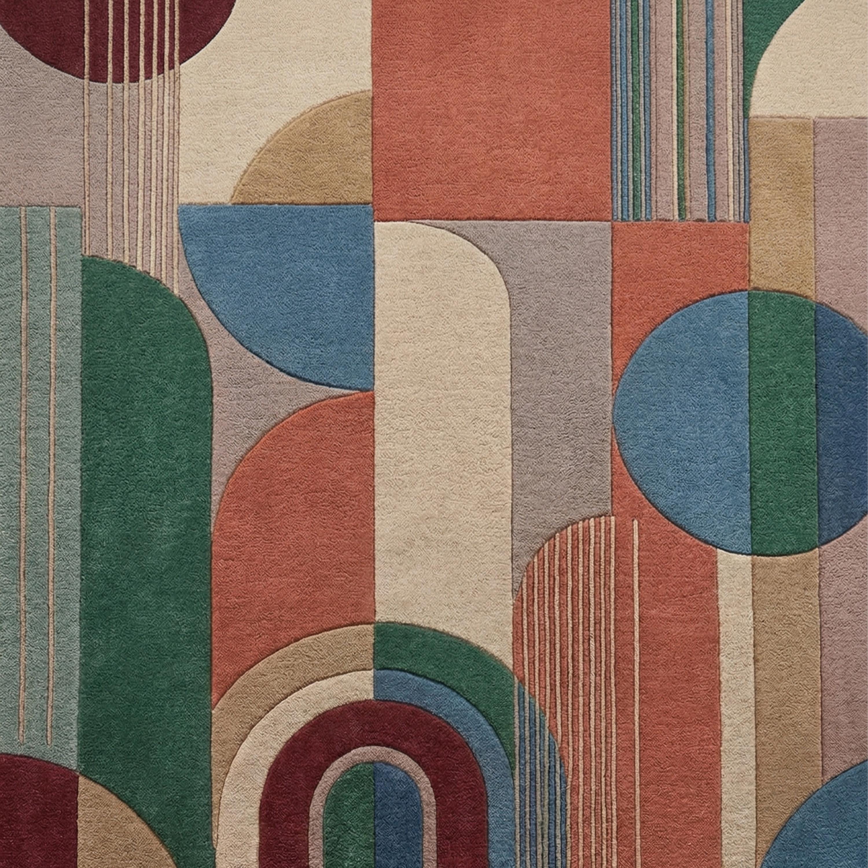 Mid Century Modern Geometric Arch Rug, Earth Tone Tufted Carpet, Living ...