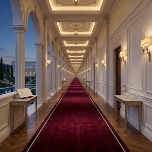 Alfombra roja tejida a mano, alfombra de lujo para pasillo, alfombra minimalista de lana con borde, alfombra larga para pasillo estilo hotel.