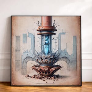 DUAL INTAKE - Mechanical Intake, Object II Wall Art Print, Sci-Fi Industrial Poster Digital Download