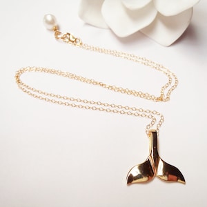 Adorible 14K Gold Vermeil Whale Tail Charm 14k Gold Filled Chain Necklace