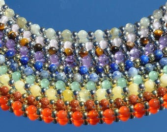 Natural Stone Beaded Necklace | Gold or Silver Accents | Everyday Statement Jewelry