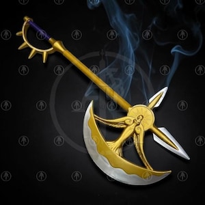 Hand-crafted Seven Deadly Sins Rhitta Divine Axe - Full Metal 47" Life-size Replica - Lion Sin of Pride Escanor Axe - Fantasy Cosplay Axe