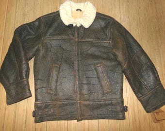 VINTAGE El Galpon de Boedo Argentina bruin leren bomberjack voor kinderen