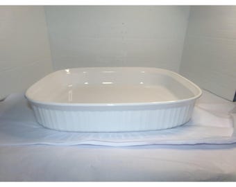 Asador cuadrado grande Corningware French White de 4,5 cuartos de galón, estilo vintage.