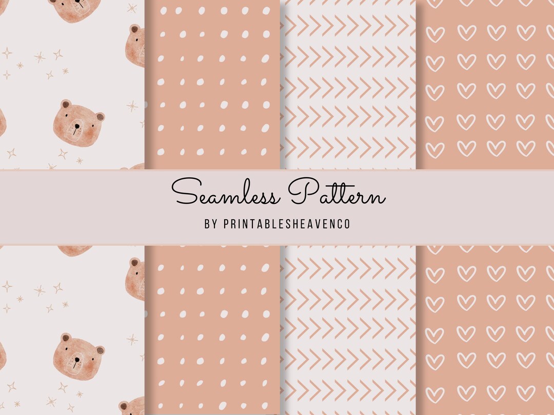 Teddy Bear Seamless Pattern | Neutral Nursery Digital Paper (commercial ...