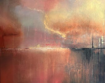 Where the Light Settles – Original Abstract Painting on Canvas - Seascape Abstract (80 x 60 cm)