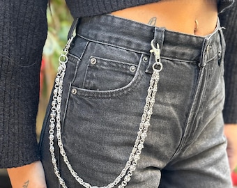 Y2K Gothic Cross Wallet Chain | Double Layer Punk Pants Accessory