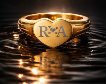 Anillo de sello personalizado con inicial para hombre y mujer, anillo grabado en oro y plata, anillo personalizado para el dedo meñique, regalo de joyería minimalista vintage.