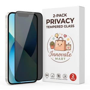 iPhone 11–17 Series Privacy Screen Protector | 2 Pack Tempered Glass | Anti-Spy HD Display Protection