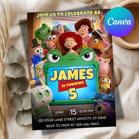 Toy Story 5 Birthday Invitation,  Editable Toy Story Birthday Invite Digital Toy Story Invitation Digital Download Toy Story Theme Invite